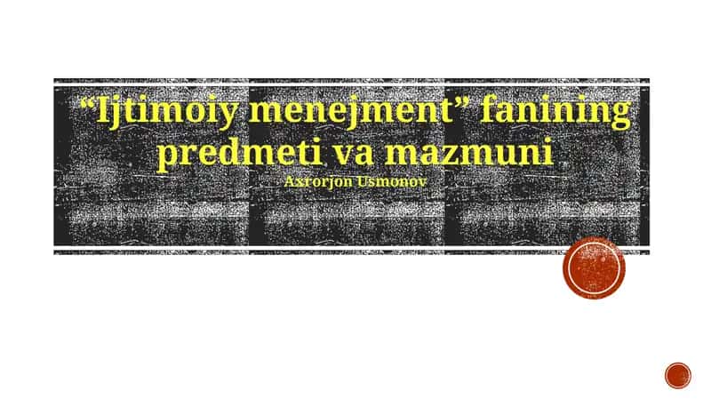 Ijtimoiy boshqaruv kursi 1