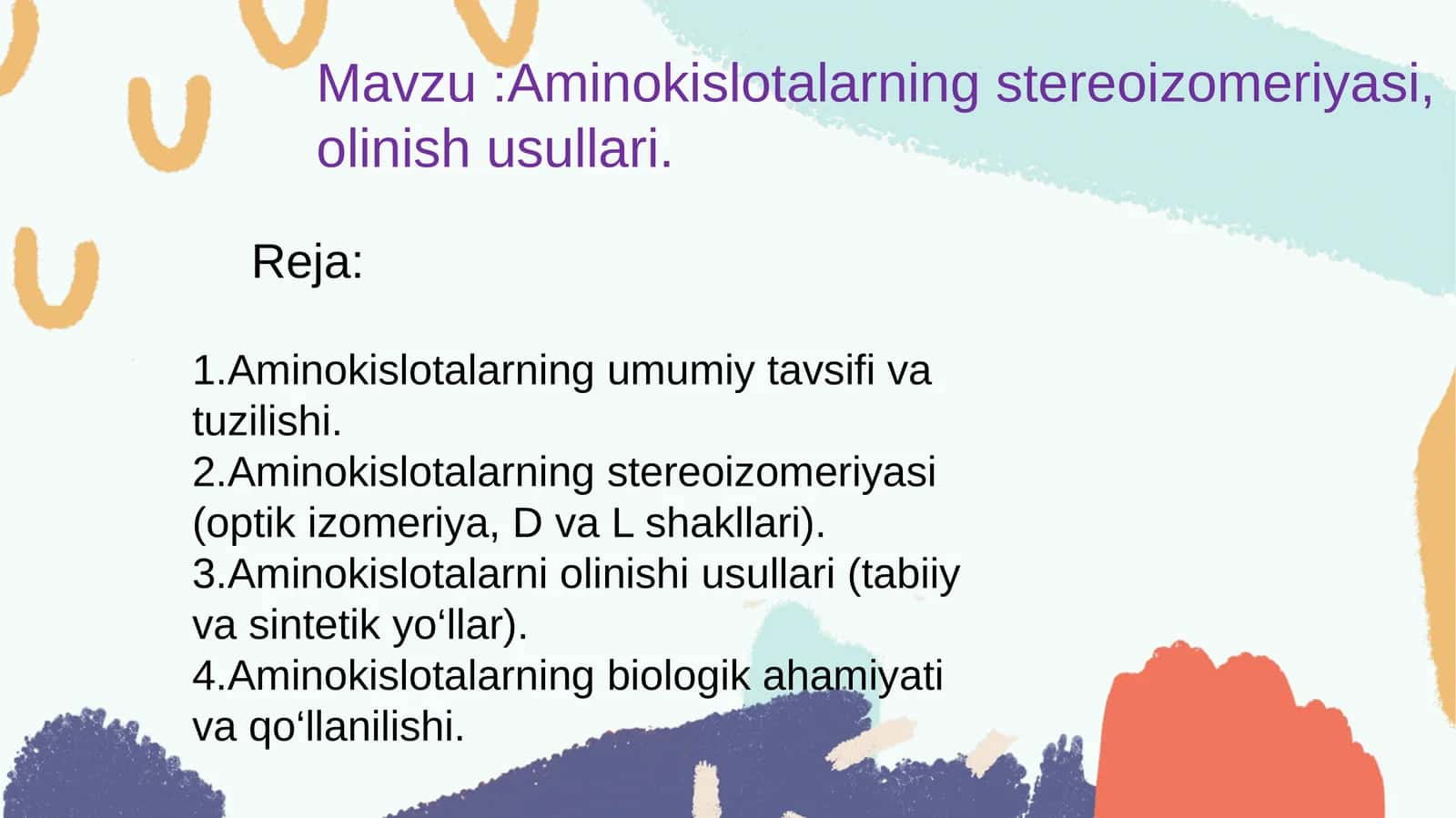 Aminоkislоtаlаrning stеrеоizоmеriyasi, оlinish usullаri 1