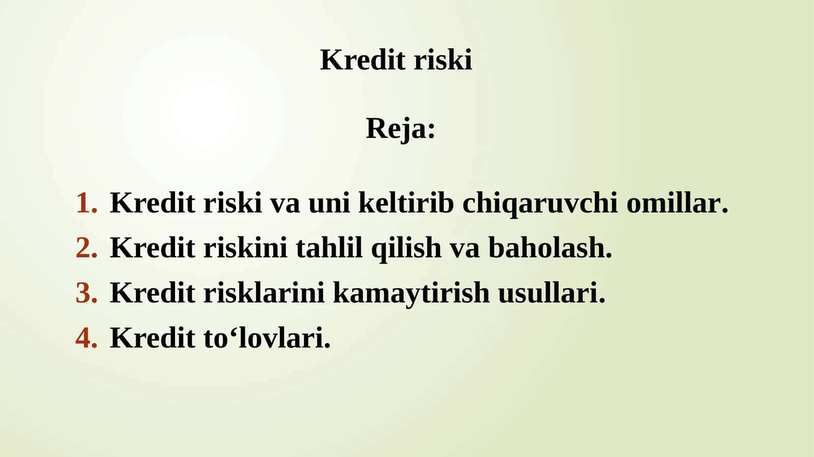 Kredit riskini tahlil qilish va baho lash 1