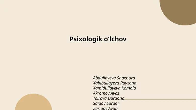 Psixologik o‘lchov 1