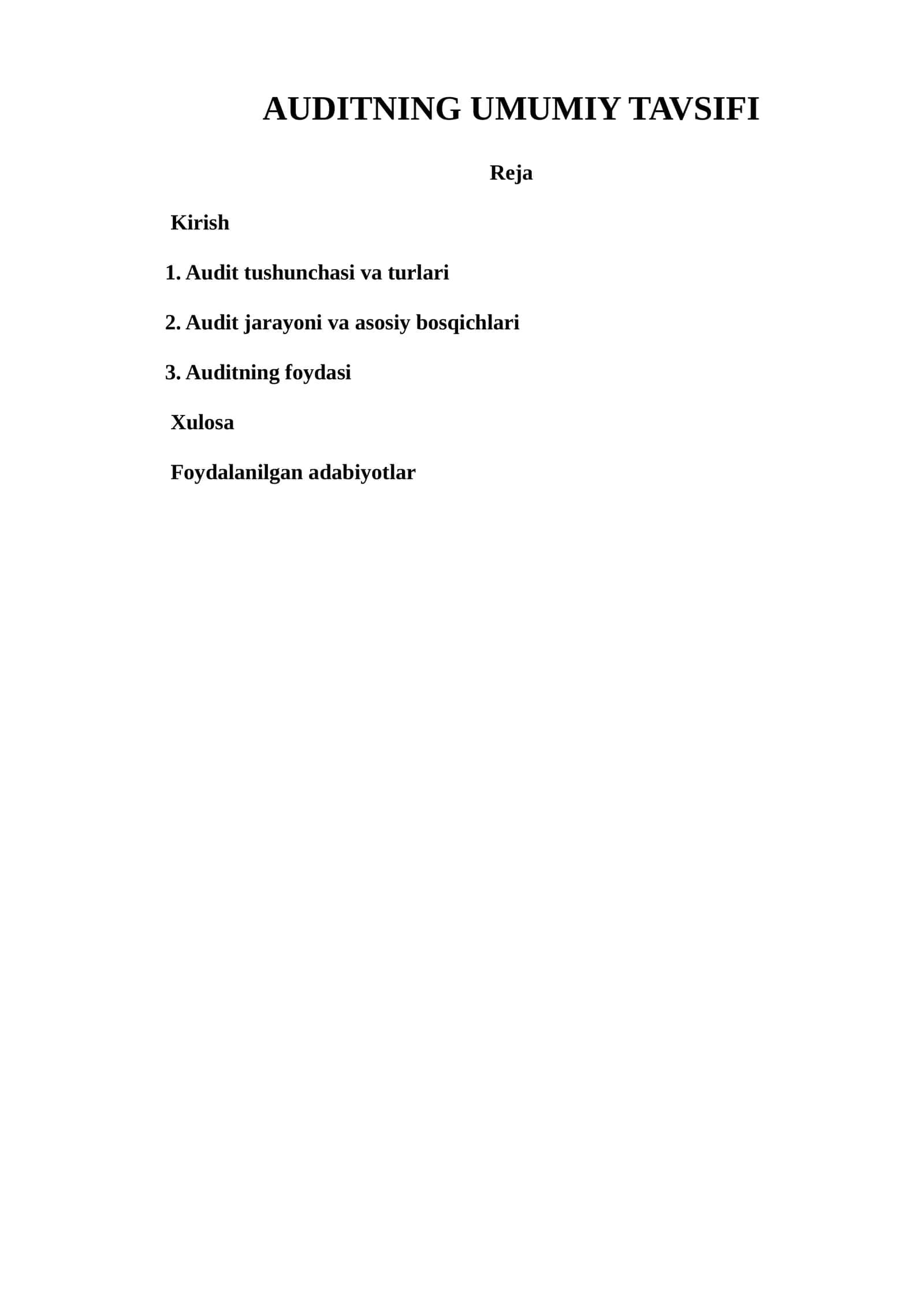 AUDITNING UMUMIY TAVSIFI 1
