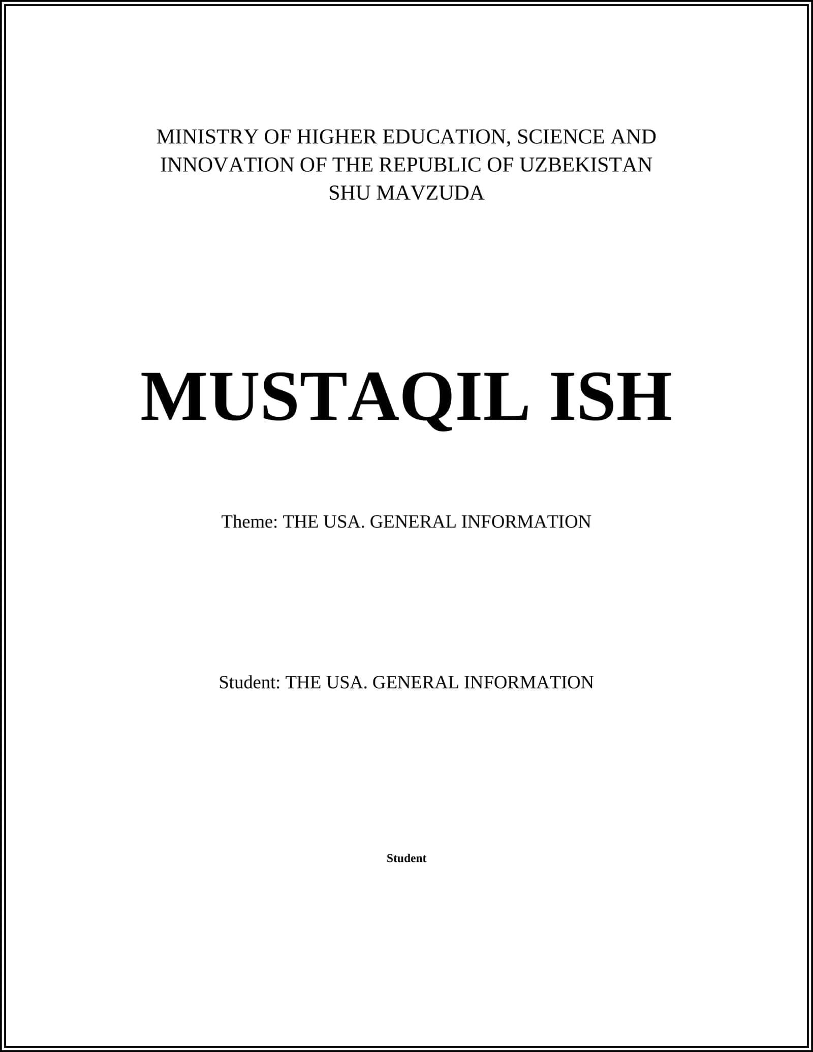 THE USA. GENERAL INFORMATION 1