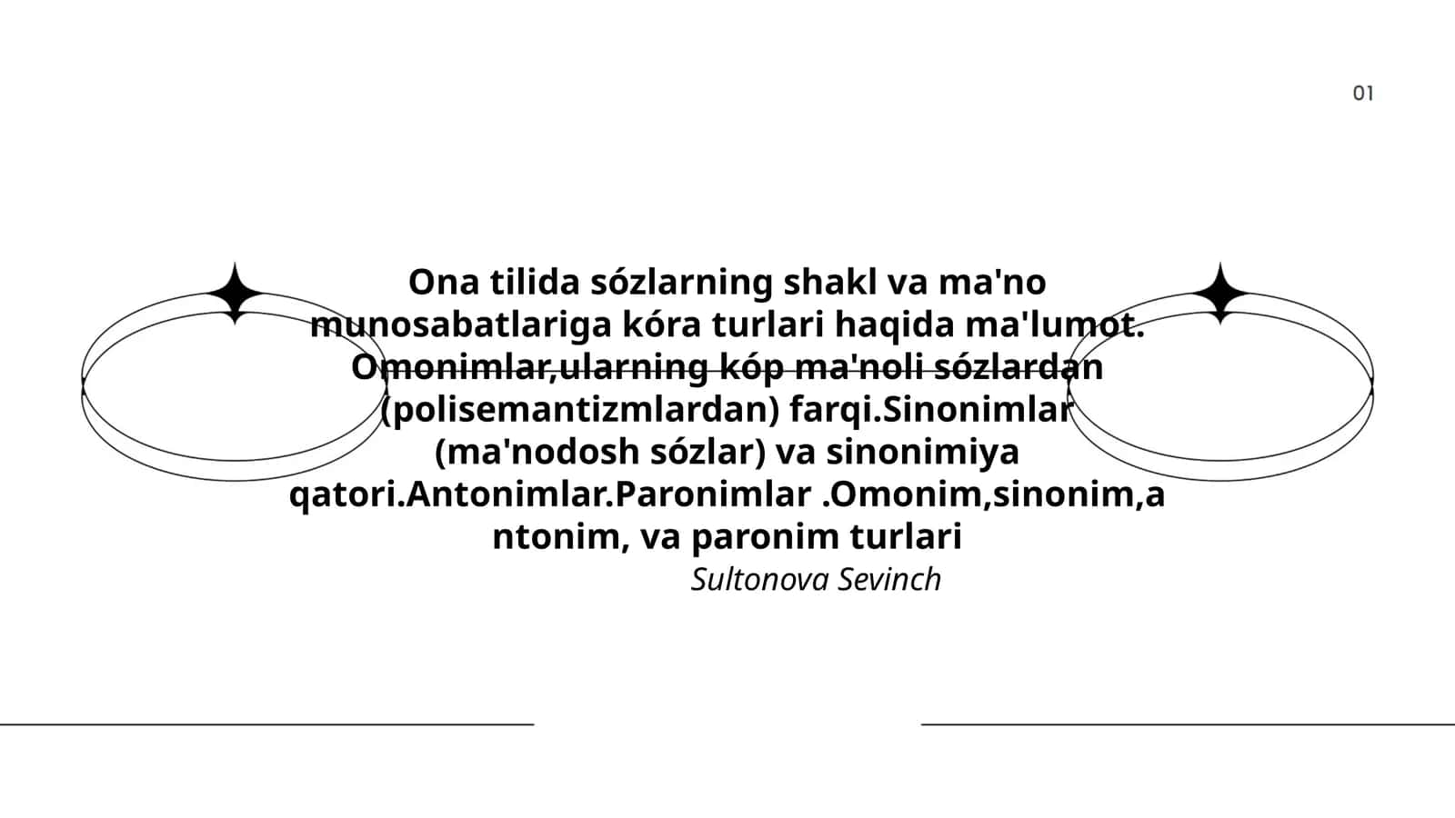 Ona tilida sózlarning shakl va ma'no munosabatlariga kóra turlari 1