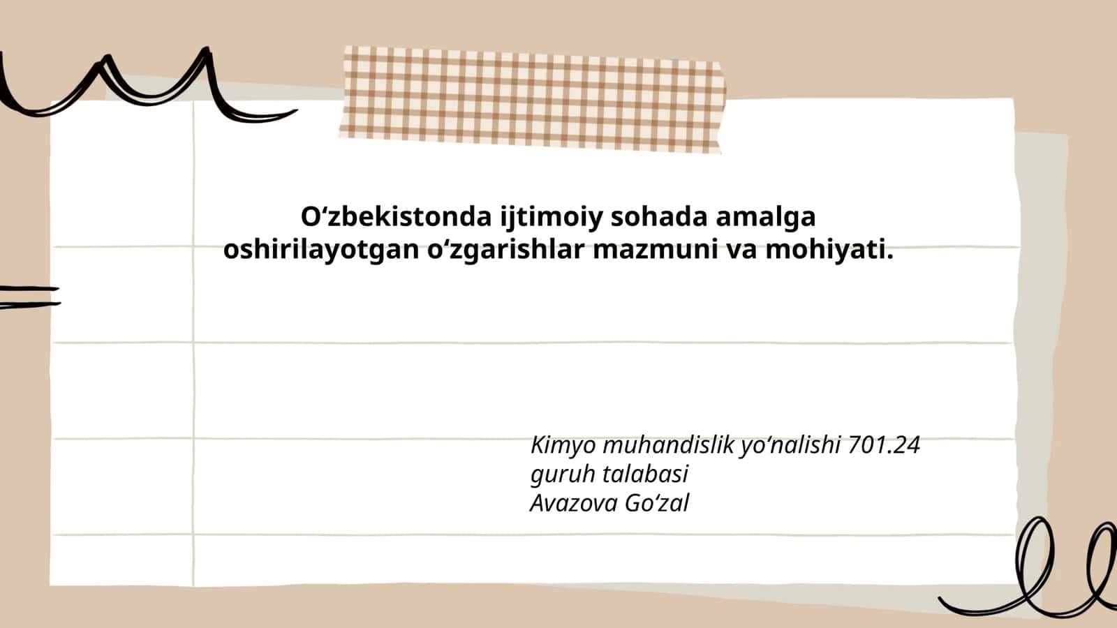 Kimyo muhandislik yoʻnalishi 701.24 guruh talabasi 1