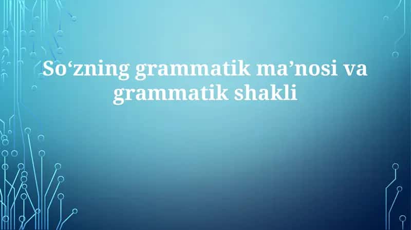 So'zning grammatik ma'nosi va shakli 1