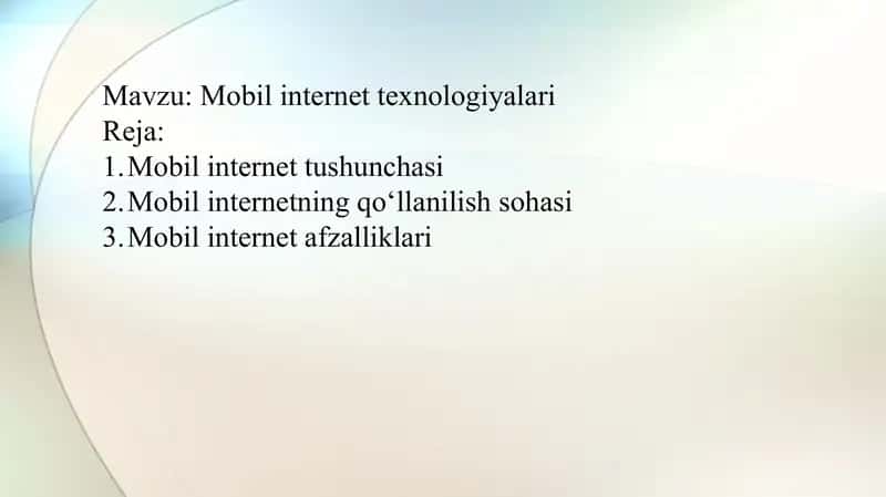 Mobil internet texnologiyalari 1