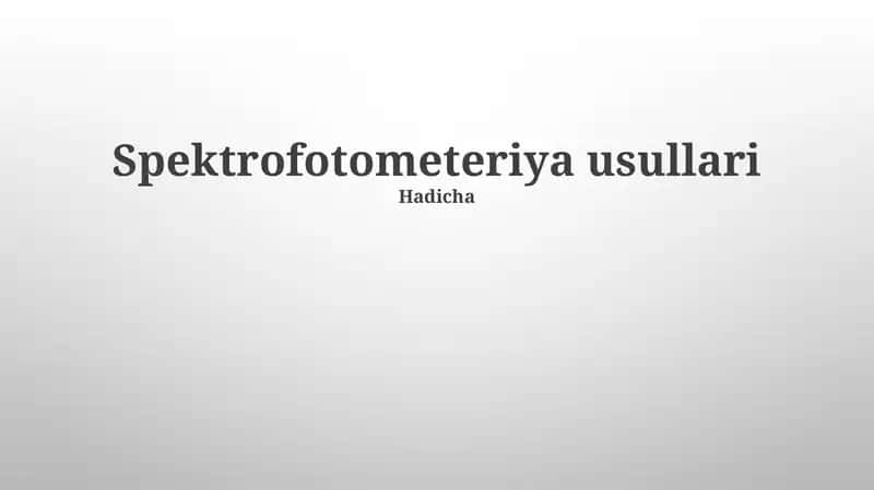 Spektrofotometeriya usullari 1