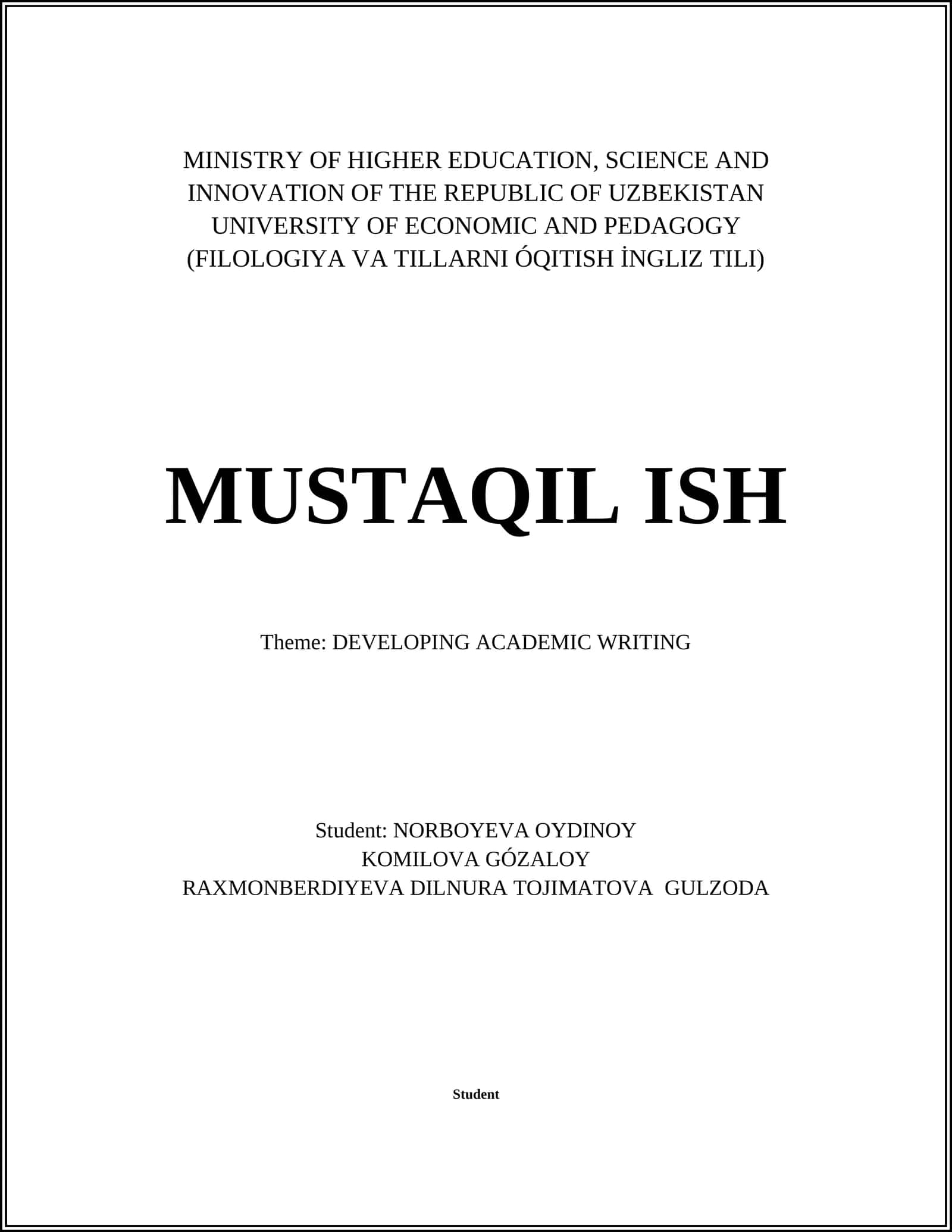 AKADEMIK YOZUV YOZISHNING RIVOJLANISHI 1