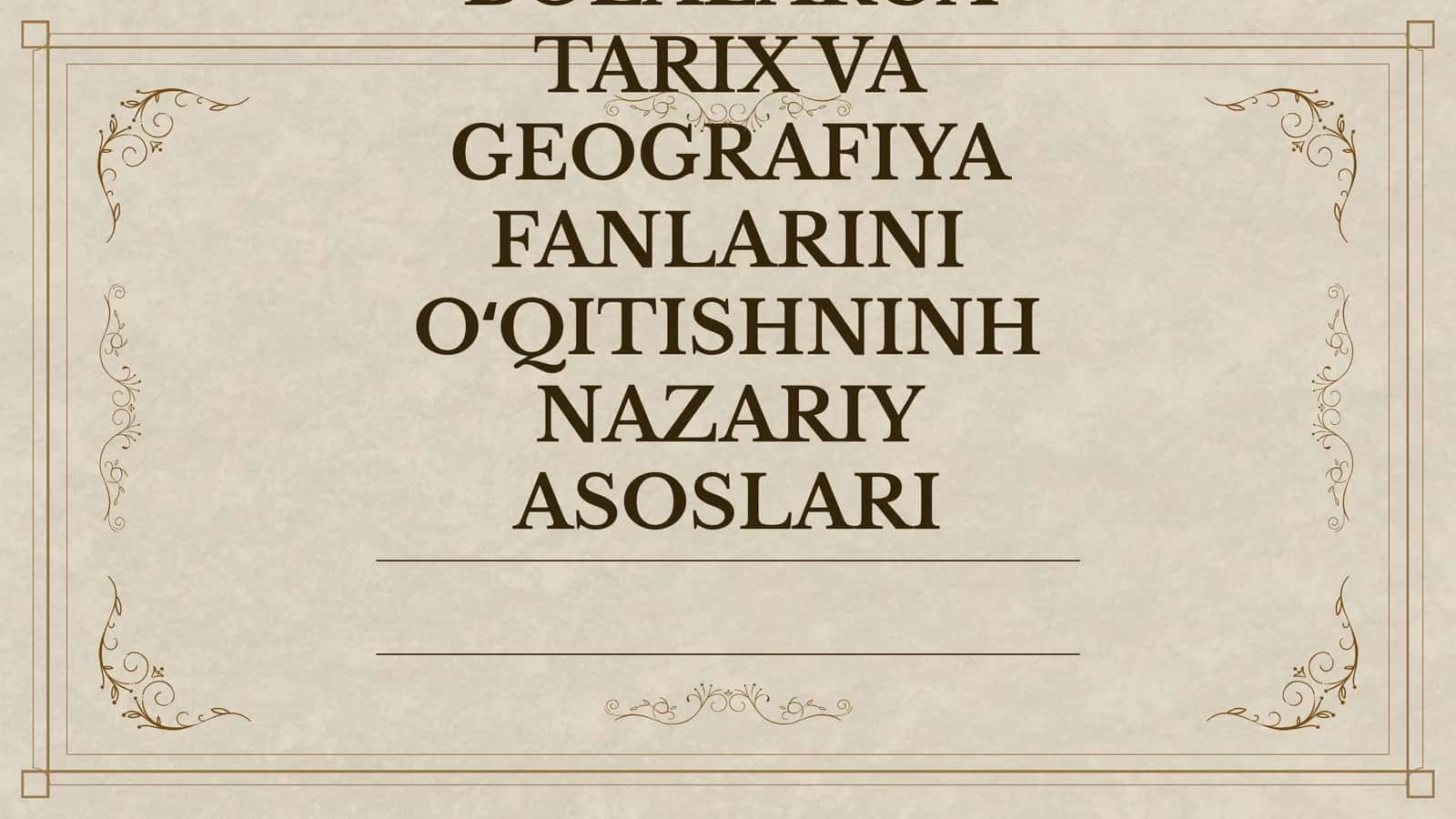 NOGORONLIGI BOʻLGAN BOLALARGA TARIX VA GEOGRAFIYA FANLARINI OʻQITISHNINH NAZARIY ASOSLARI 1