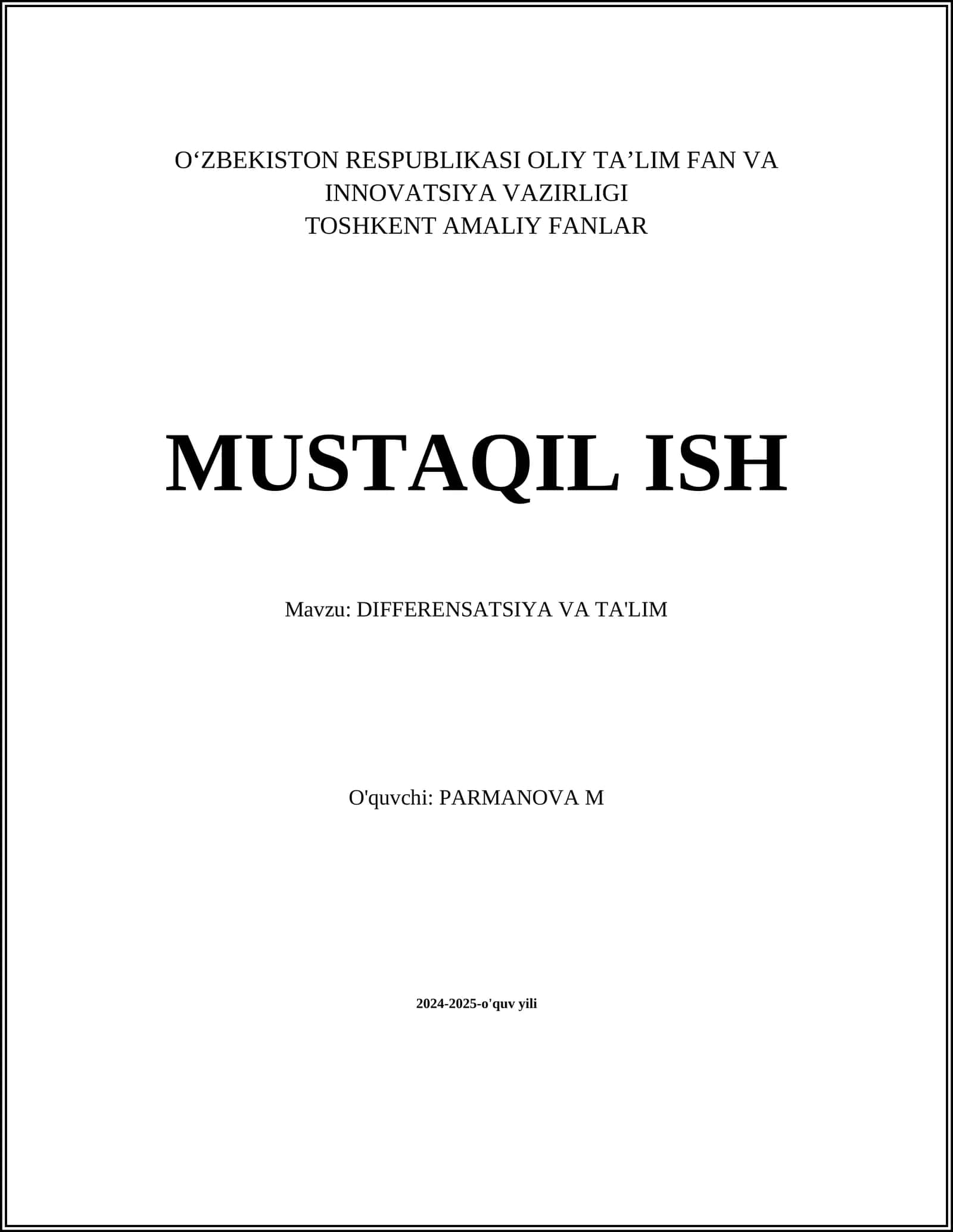 DIFFERENSATSIYA VA TA'LIM 1
