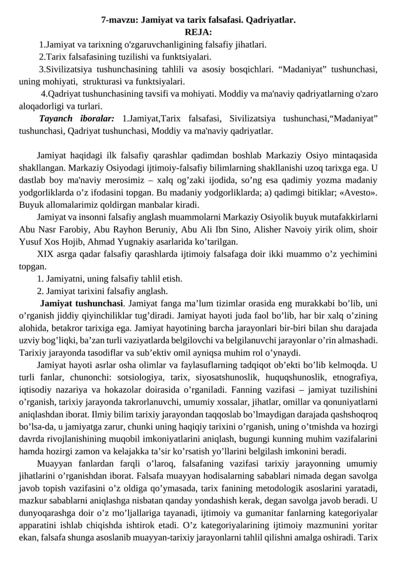 Jamiyat va Tarix Falsafasi 1