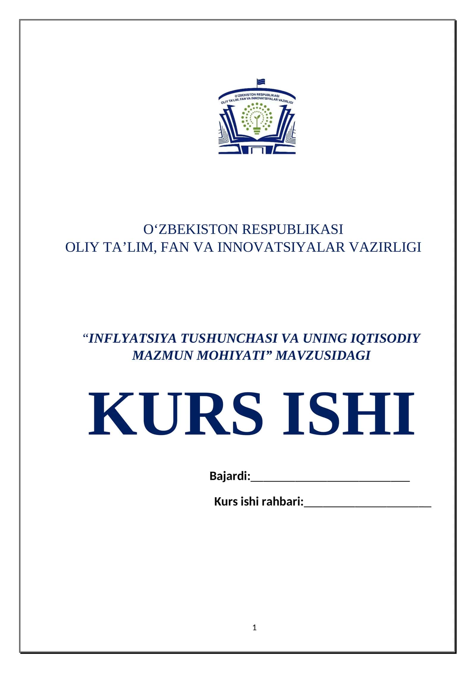 INFLYATSIYA TUSHUNCHASI VA UNING IQTISODIY MAZMUN MOHIYATI 1