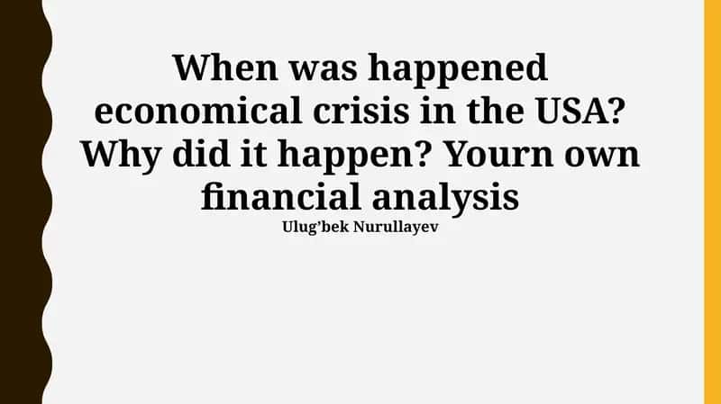 US Economic Crises: History and Causes 1