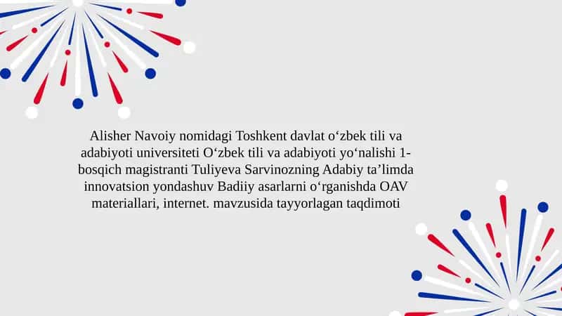 OAV va Internet orqali badiiy asarlarni oʻrganish 1