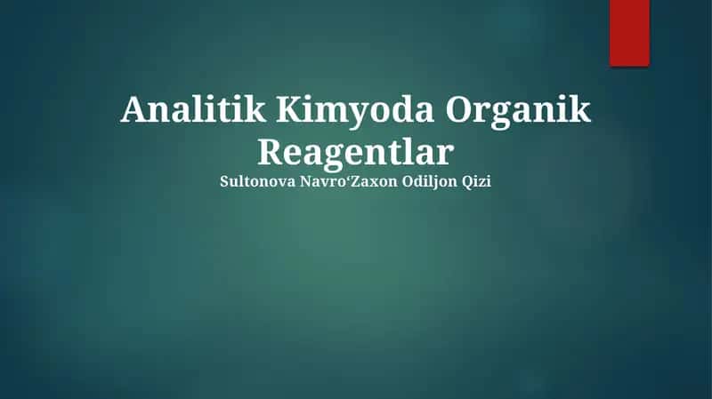 Analitik Kimyoda Organik Reagentlar 1