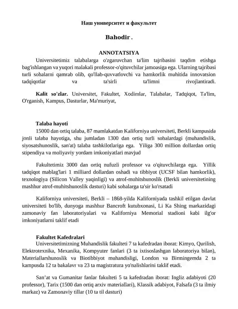 Universitetimiz talabalarga o'zgaruvchan ta'lim tajribasini taqdim etishga bag'ishlangan va yuqori malakali professor-o'qituvchilar jamoasiga ega
