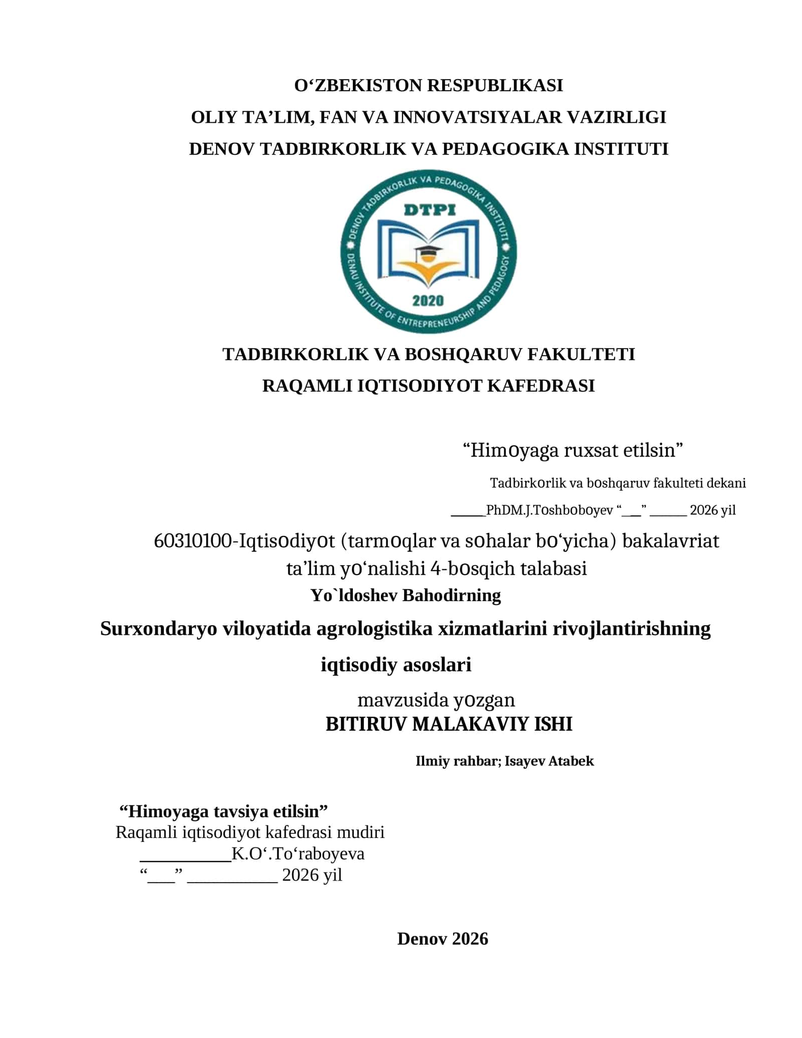 Agrologistika xizmatlarini rivojlantirishning iqtisodiy asoslari 1