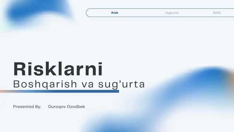 Risklarni Boshqarish va Sug'urta 1