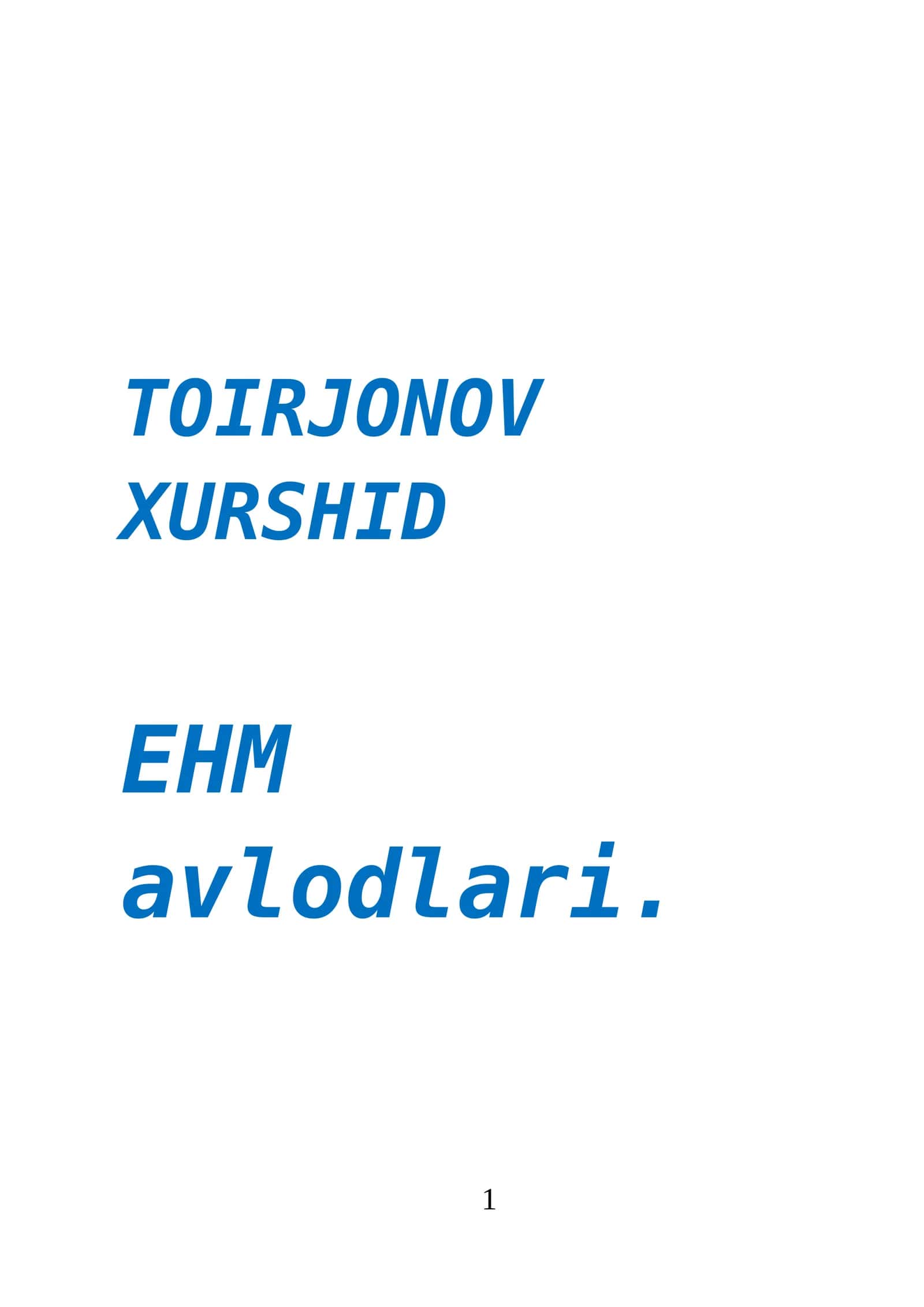 EHM avlodlari 1