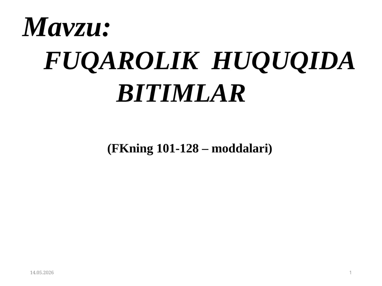 FUQAROLIK HUQUQIDA BITIMLAR 1