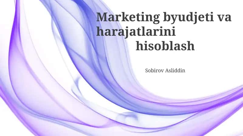 Marketing byudjeti va harajatlarini hisoblash 1