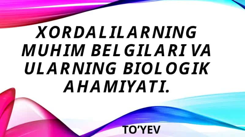 Xordalilarning muhim belgilari va ularning biologik ahamiyati. 1