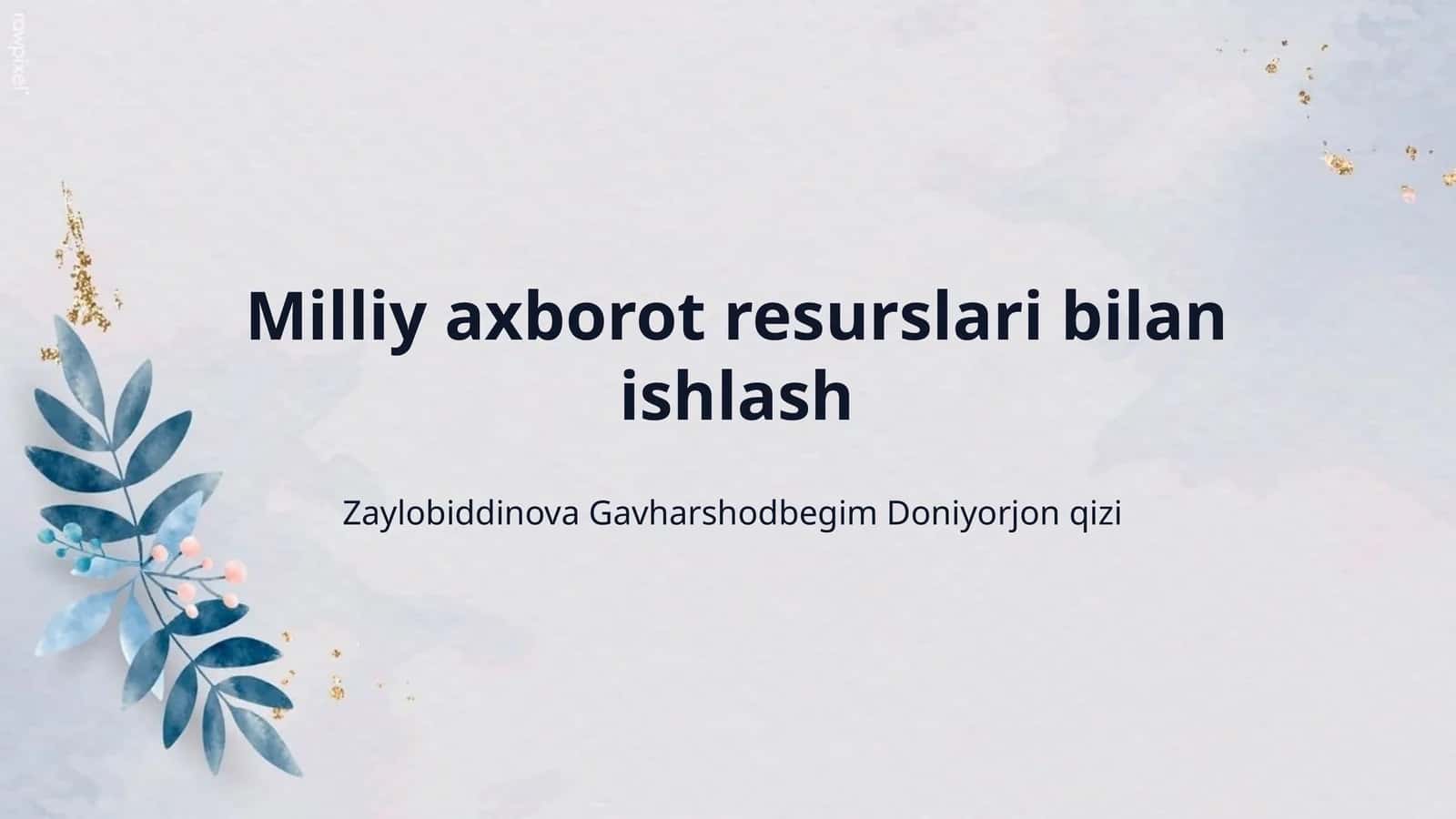 Milliy axborot resurslari bilan ishlash 1