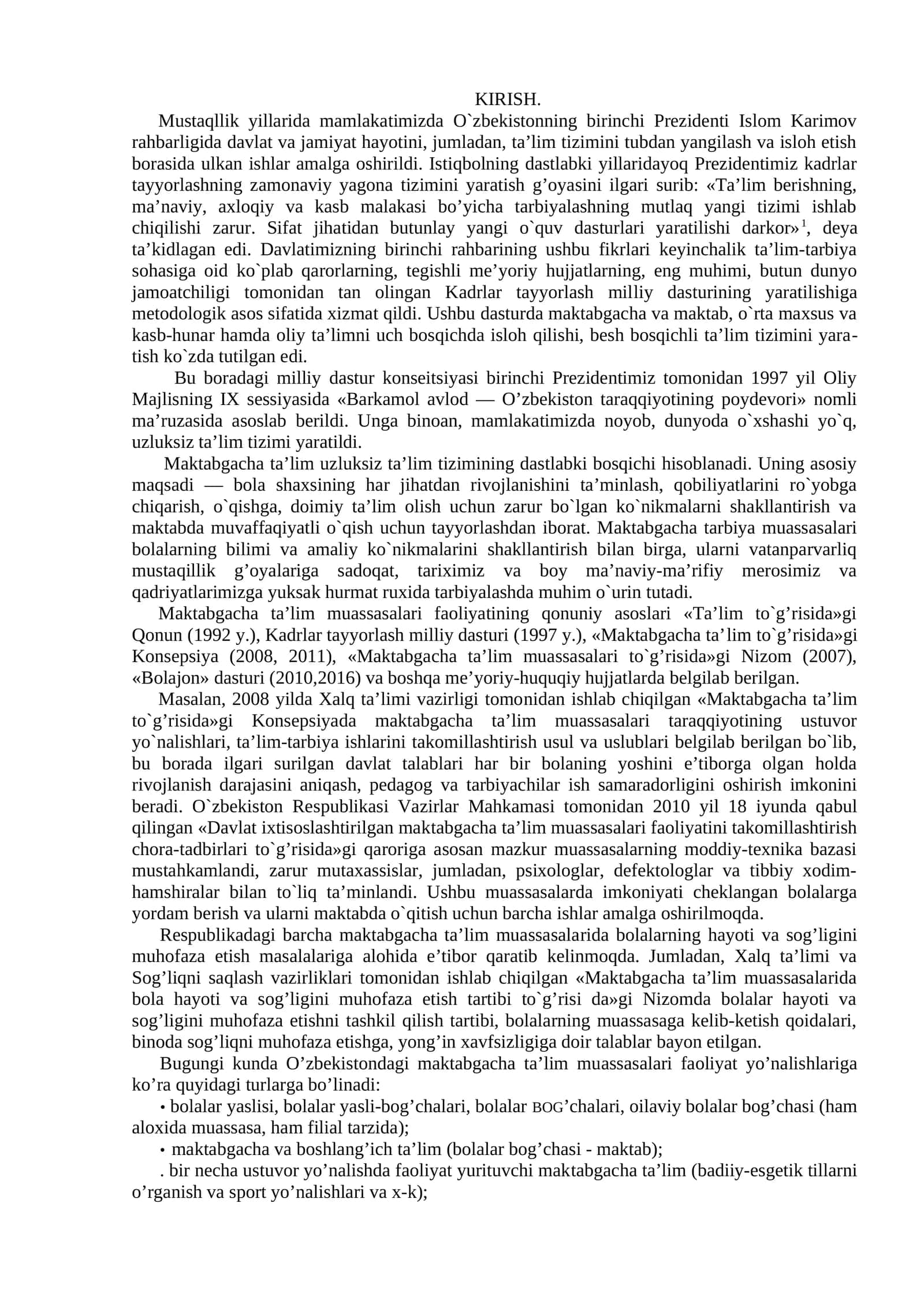 Islom Karimovning ta’lim tizimini tubdan yangilash va isloh etish borasida ulkan ishlari 1