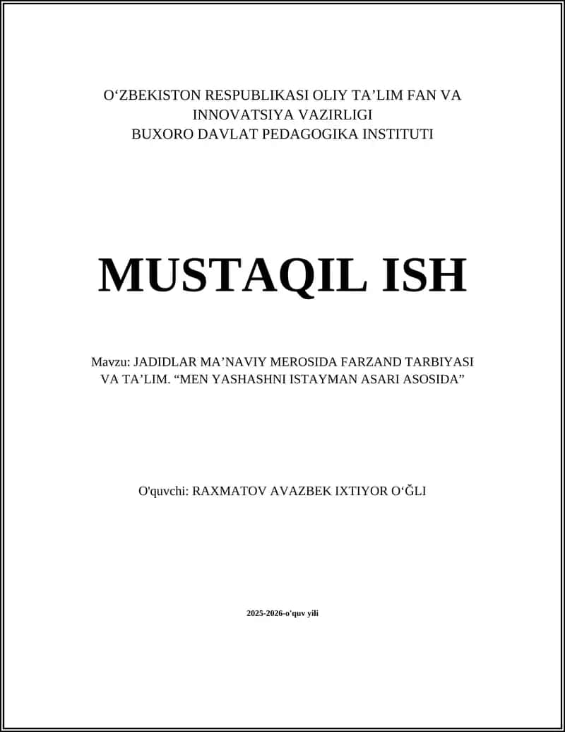 Men yashashni istayman asari asosida 1