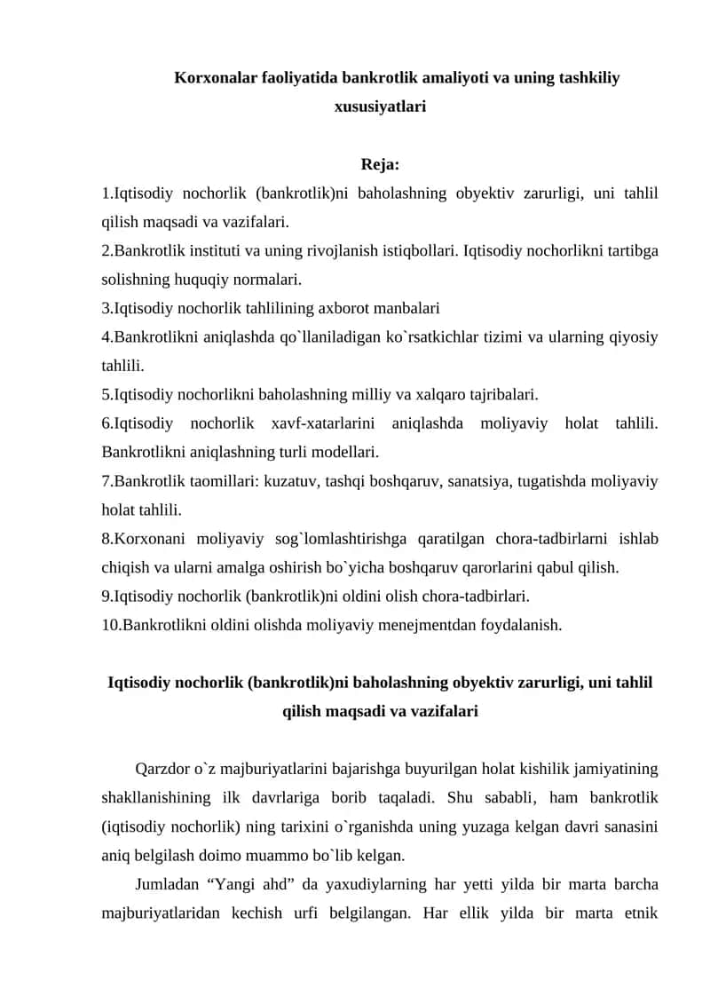Iqtisodiy nochorlik (bankrotlik) 1
