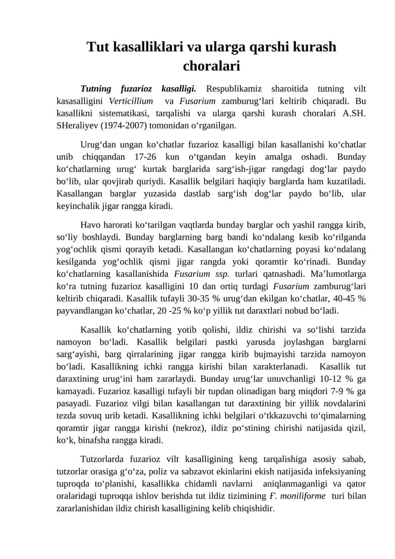 Tut kasalliklari va ularga qarshi kurash choralari 1