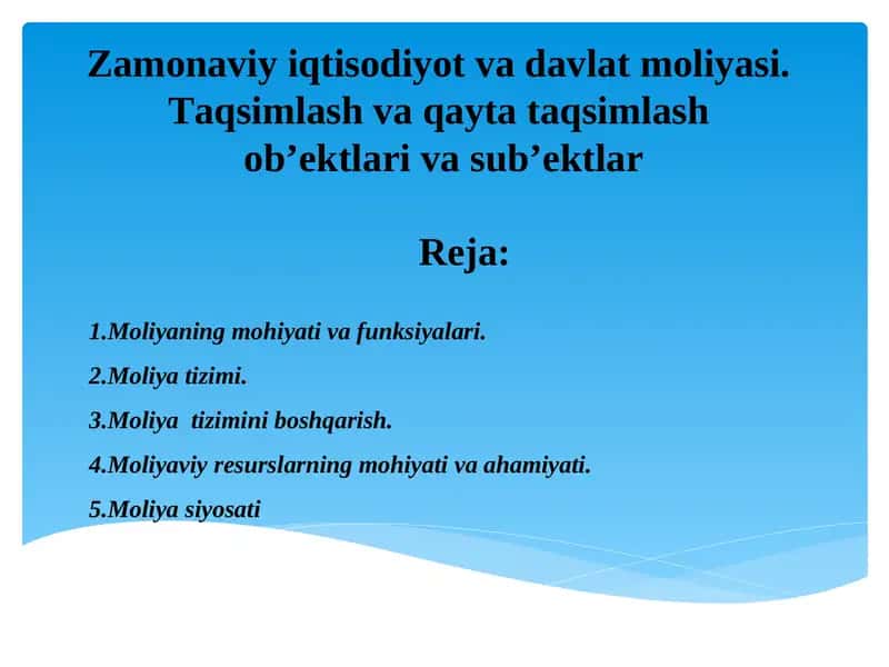 Zamonaviy iqtisodiyot va davlat moliyasi 1