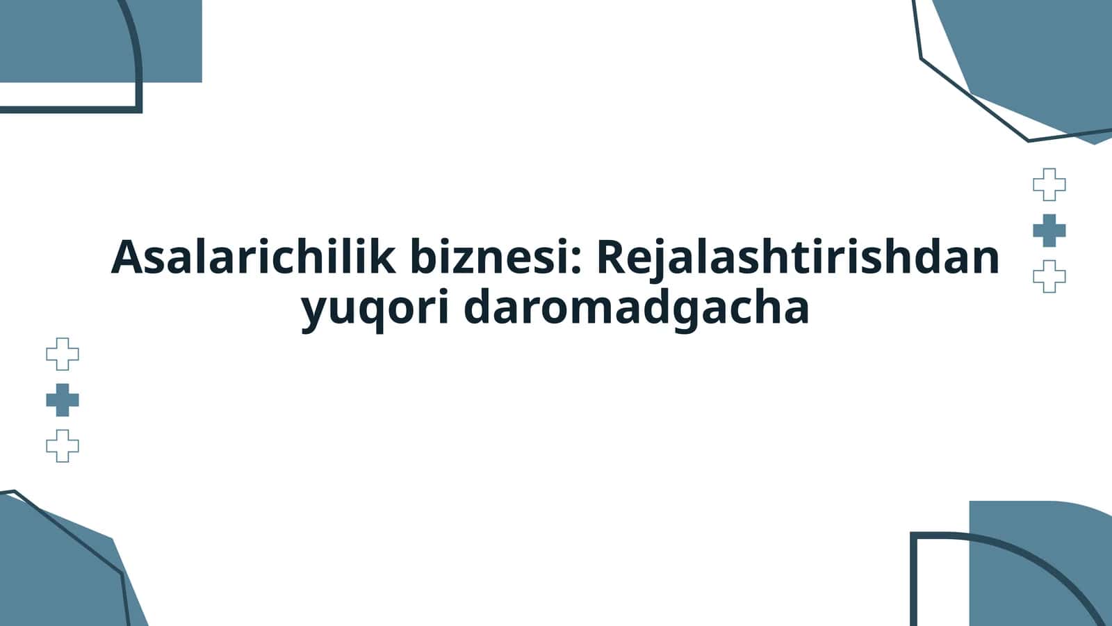 Asalarichilik biznesi: Rejalashtirishdan yuqori daromadgacha 1