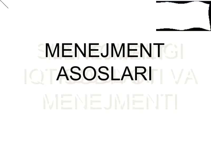 MENEJMENT ASOSLARI 1