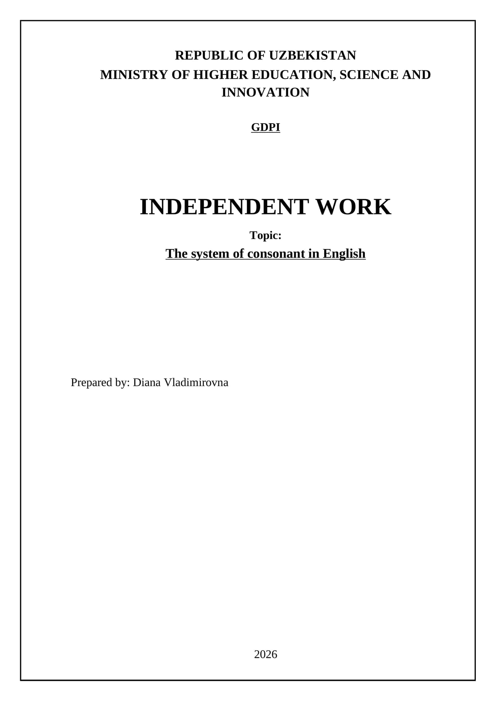 The system of consonant in English 1
