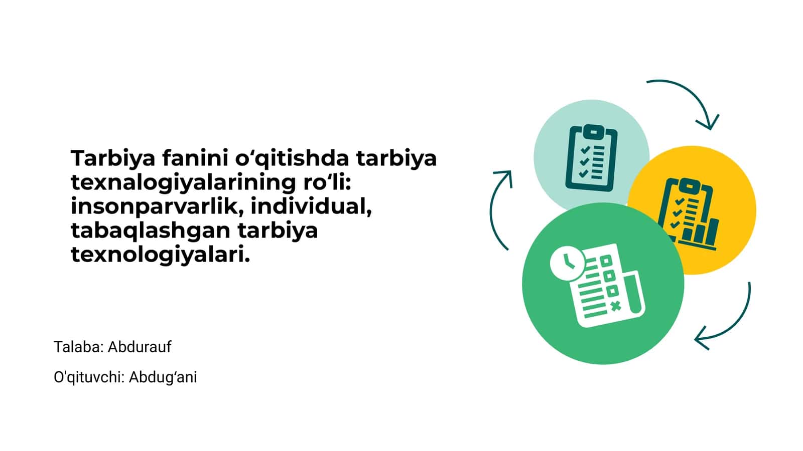 Tarbiya fanini oʻqitishda tarbiya texnalogiyalarining roʻli 1