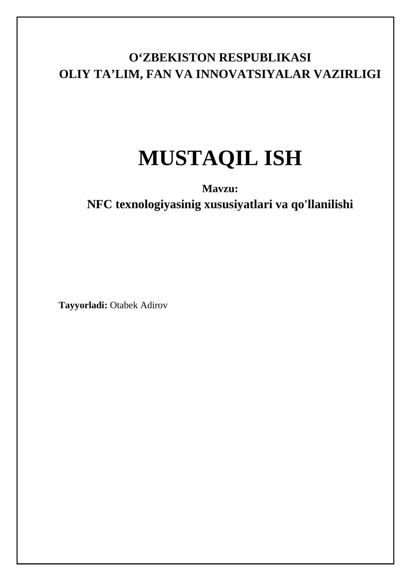 NFC texnologiyasining asosiy xususiyatlari va standartlari 1