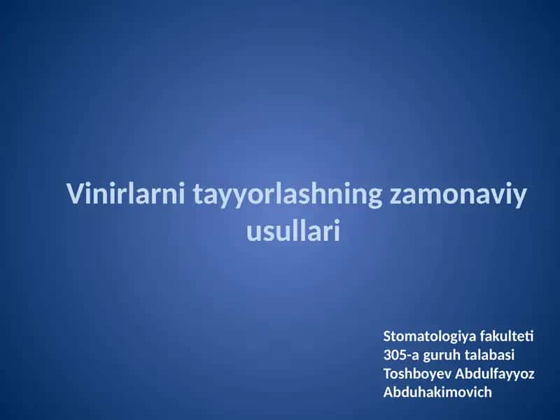 Vinirlarni tayyorlashning zamonaviy usullari 1