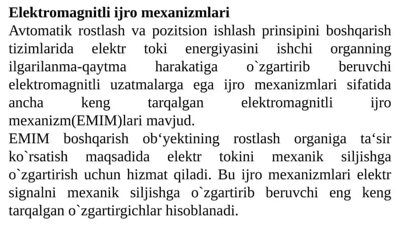 Elektromagnitli ijro mexanizmlari 1