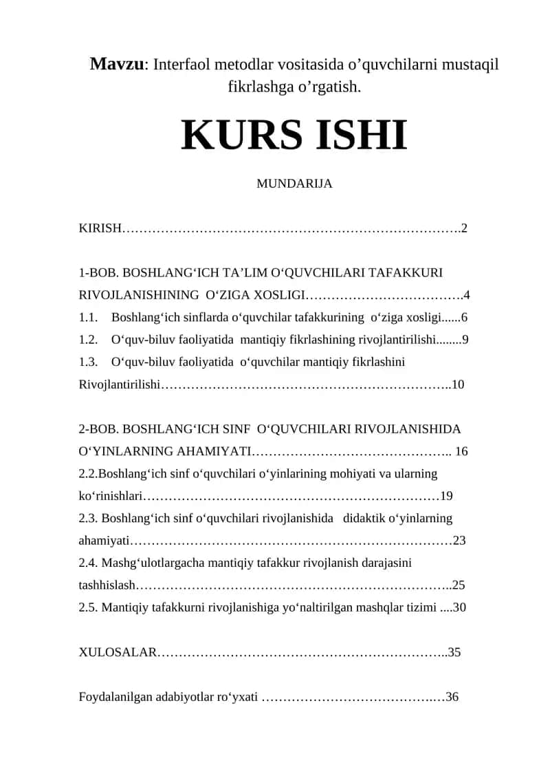 Interfaol metodlar vositasida o’quvchilarni mustaqil fikrlashga o’rgatish 1
