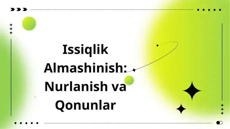 Issiqlik Almashinish: Nurlanish va Qonunlar 1