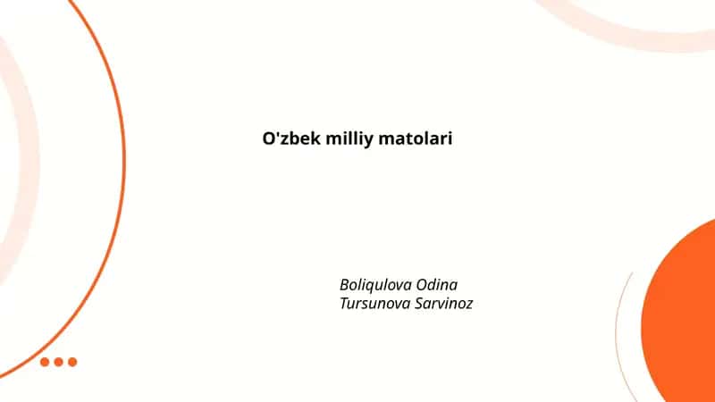 O'zbek milliy matolari 1