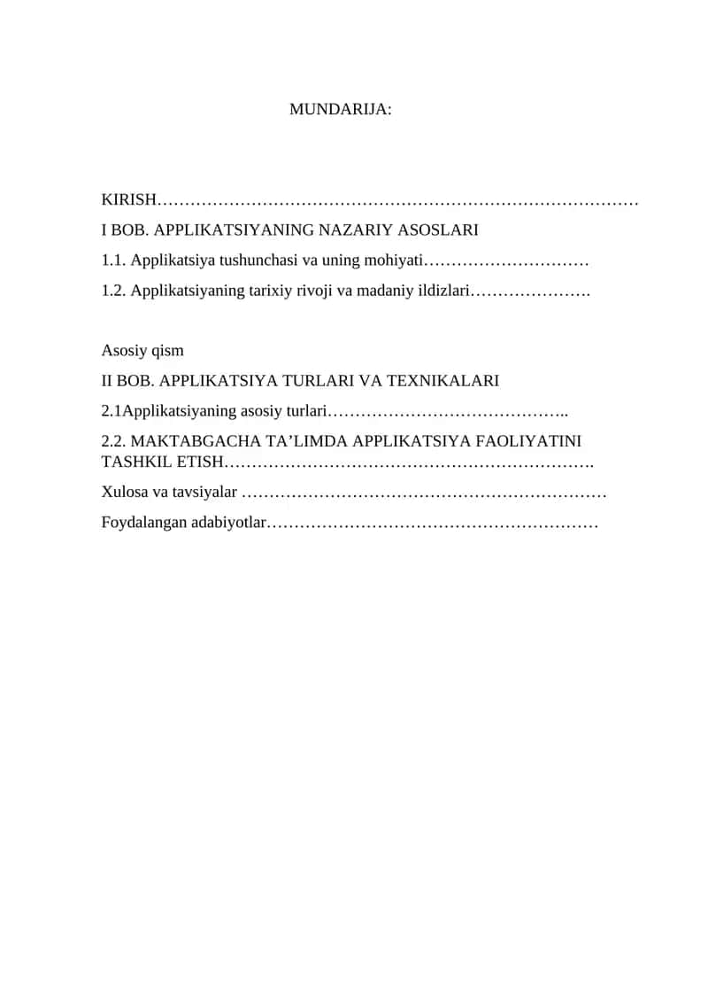 Applikatsiya Mashg'ulotlari 1