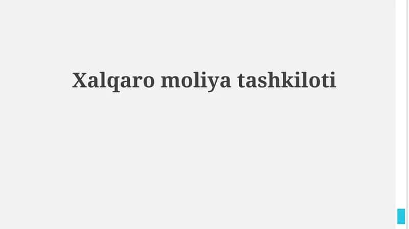 Xalqaro moliya tashkiloti 1