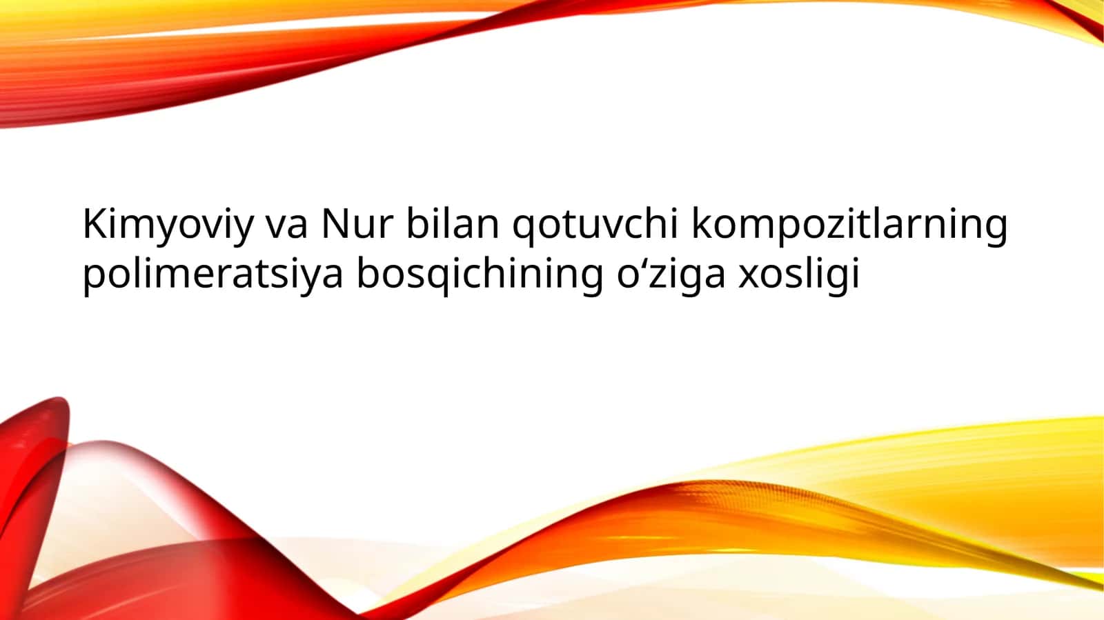 Kimyoviy va nur bilan qotuvchi kompozit plomba ashyolarining tarkibi,tasnifi va xususiyatlari (slayd/prezintatsiya/taqdimot/mustaqil ish) 1