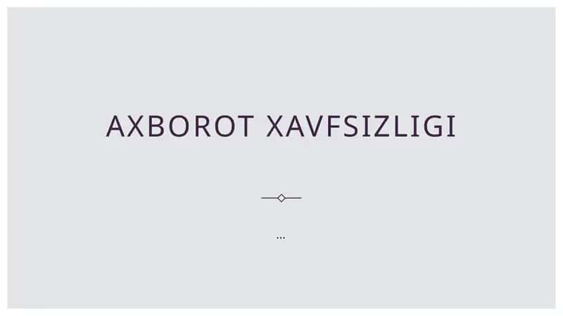 Axborot xavfsizligi 1
