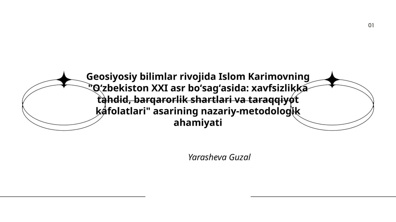 Oʻzbekiston XXI asr boʻsagʻasida: xavfsizlikka tahdid, barqarorlik shartlari va taraqqiyot kafolatlari 1