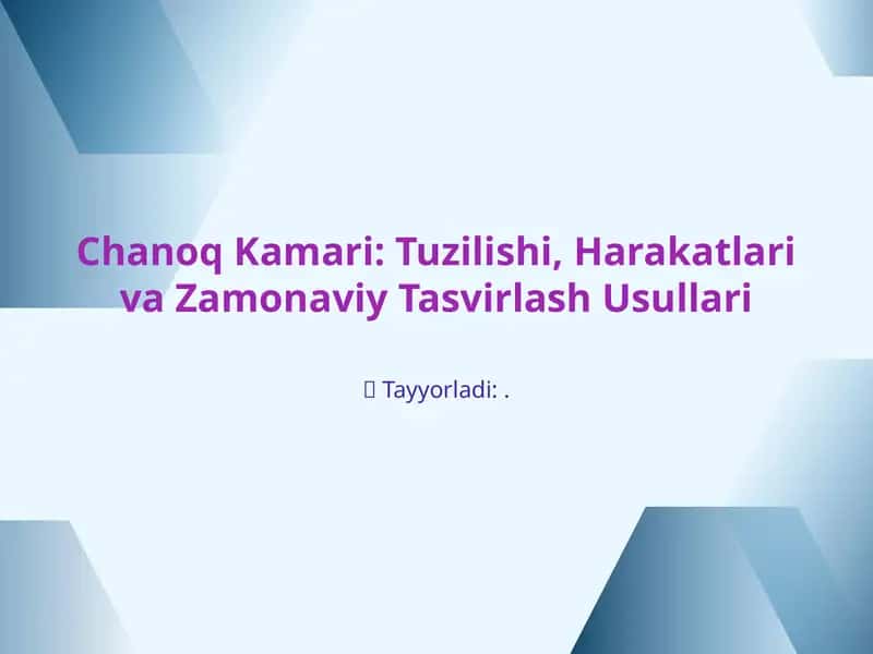 Chanoq Kamari: Tuzilishi, Harakatlari va Zamonaviy Tasvirlash Usullari 1