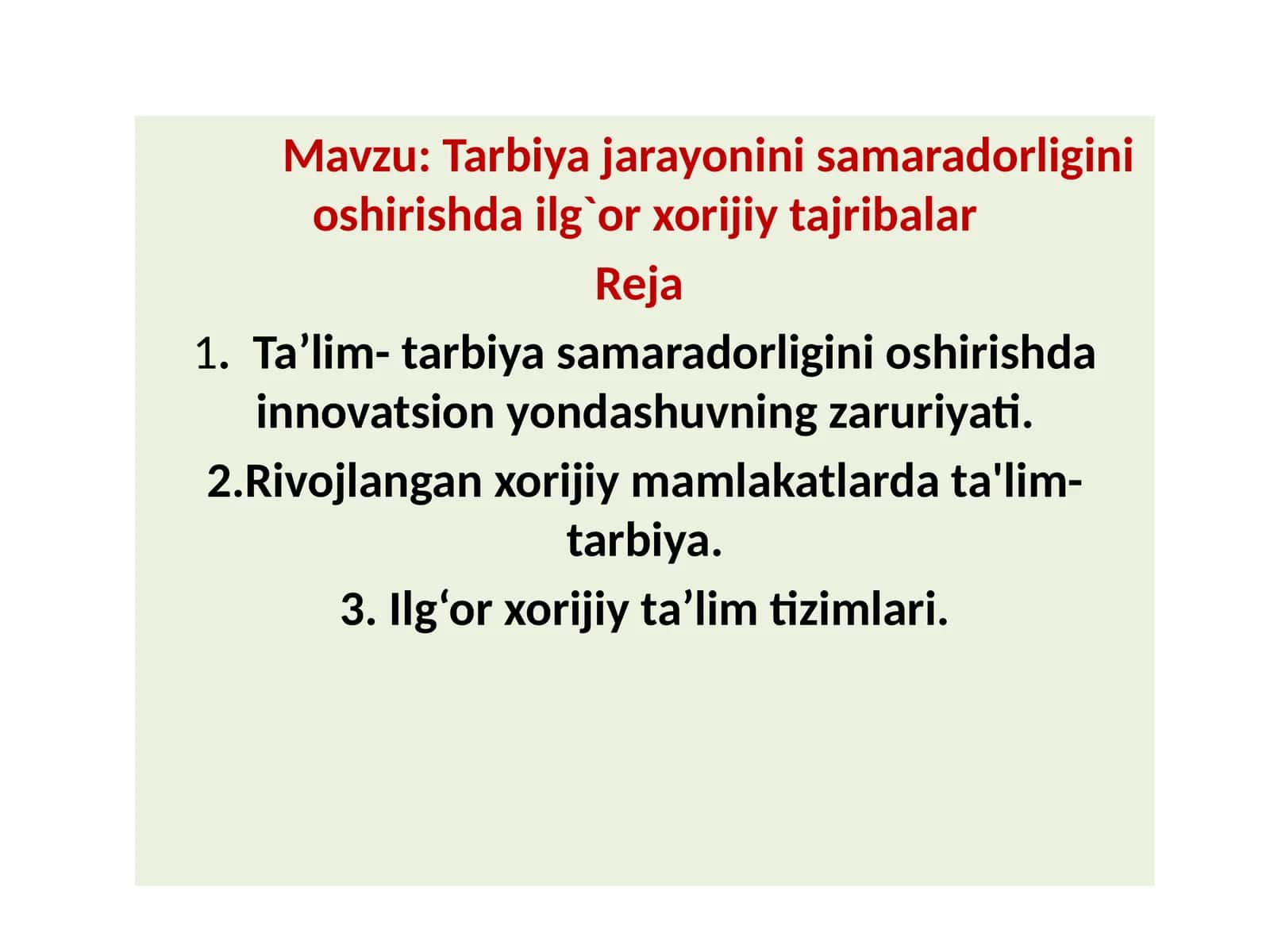 Tarbiyajarayonini samaradorligini oshirish dasturi 1