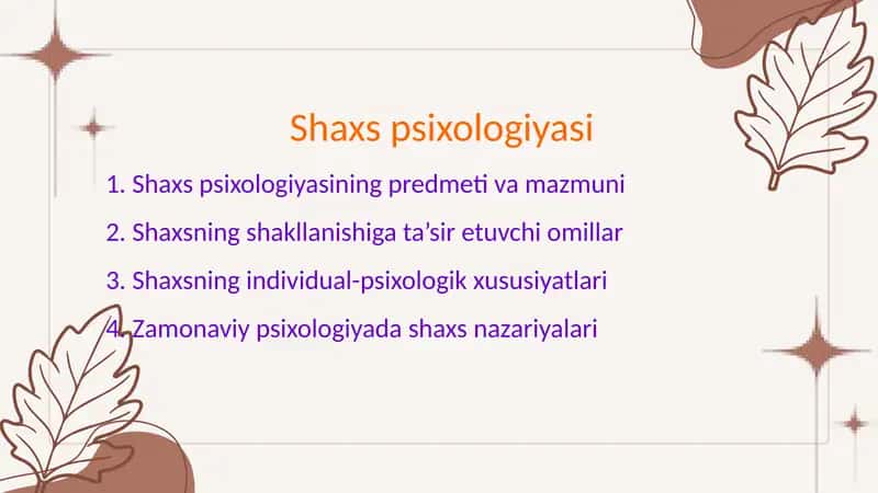 Shaxs psixologiyasi 1